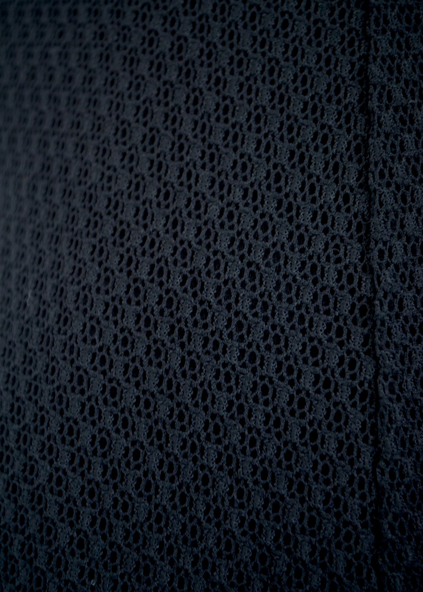 Close up of black Italian stretch mirco floral lace with lining behind it.